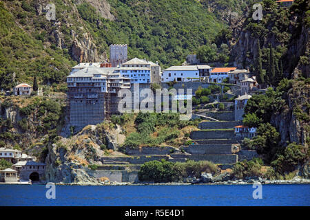 Dionissiou Kloster, Athos-Halbinsel, Berg Athos, Chalkidiki, Griechenland Stockfoto