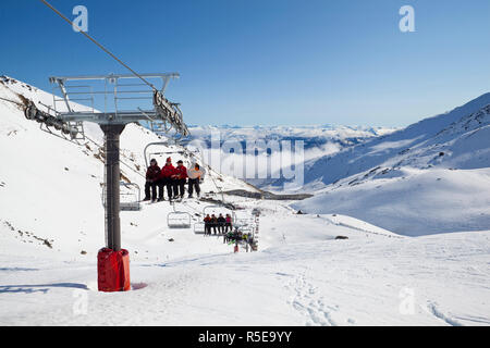 Die Remarkables Ski Gebiet, Queenstown, Central Otago, Südinsel, Neuseeland Stockfoto