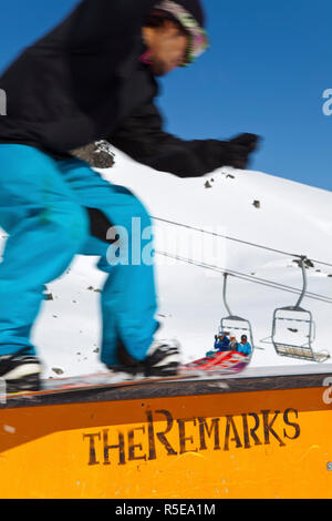 Die Remarkables Ski Gebiet, Queenstown, Central Otago, Südinsel, Neuseeland Stockfoto