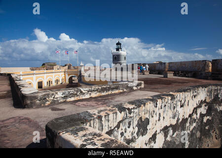 Puerto Rico, San Juan, Old San Juan, El Morro Festung, Innenansicht des Leuchtturms Stockfoto