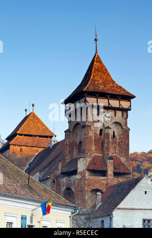 Alte befestigte Sächsische Kirche nr. Medias, Siebenbürgen, Rumänien Stockfoto