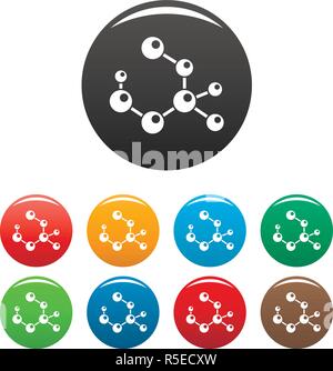 Molekül Formel Symbole, Satz 9 Color Vector isoliert auf Weiss für jedes Design Stock Vektor