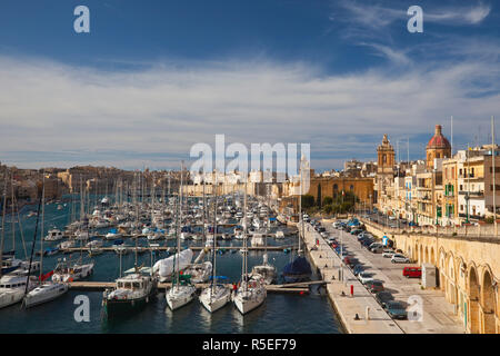 Malta, Valletta, Vittoriosa, Birgu, Marina und waterfront Stockfoto