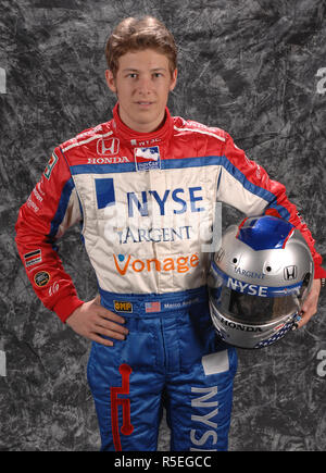 Marco Andretti beteiligt sich an der Indy Racing League Media Day bei Homestead-Miami Speedway in Homestead, Florida am 20. Februar 2007. Stockfoto