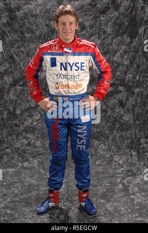 Marco Andretti beteiligt sich an der Indy Racing League Media Day bei Homestead-Miami Speedway in Homestead, Florida am 20. Februar 2007. Stockfoto