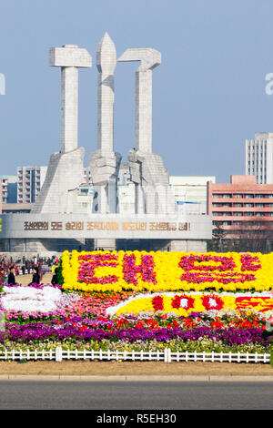 Demokratischen Völker Volksrepublik Korea (DVRK), Nordkorea, Pjöngjang, Denkmal für die Gründung der Arbeiterpartei Koreas Stockfoto