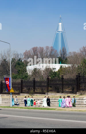 Die Demokratische Volksrepublik Korea (DVRK), Nordkorea, Pjöngjang, Ryugyong Hotel Stockfoto