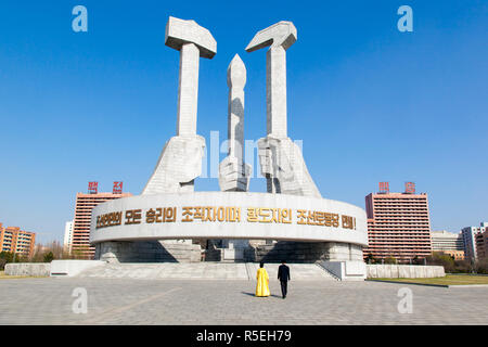 Demokratischen Völker Volksrepublik Korea (DVRK), Nordkorea, Pjöngjang, Denkmal für die Gründung der Arbeiterpartei Koreas Stockfoto