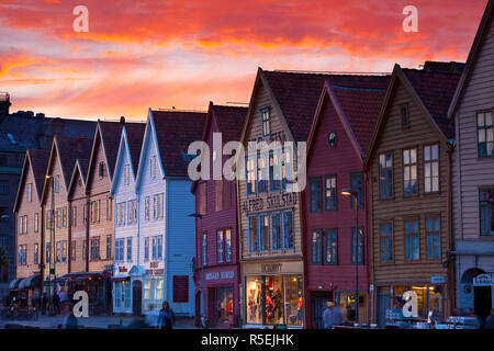 UNESCO-Welterbe geschützten Angeln Läger in den Stadtteil Bryggen, Bergen, Hordaland, Norwegen Stockfoto