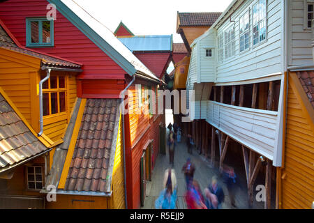 UNESCO-Welterbe geschützten Angeln Läger in den Stadtteil Bryggen, Bergen, Hordaland, Norwegen Stockfoto