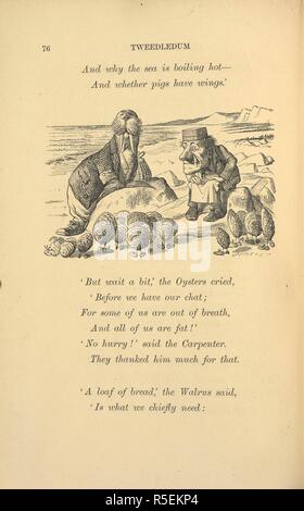 Das walross und die Tischler mit Austern. [Durch das Schauen-glas und was Alice dort fand... Mit 50 Illustrationen von John Tenniel.]. London: Macmillan & Co., 1897. Quelle: 012808. eee. 57 Seite 76. Stockfoto