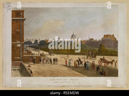 Lincoln's Inn Fields, aus Great Queen Street. Anzeigen von Lincoln's Inn Fields. 1812. Quelle: Maps.K.. 22.33. Stockfoto