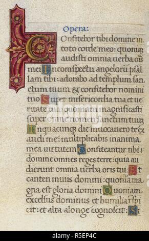 Text Seite mit ersten 'C'. Mirandola Stunden. Italien, ca. 1490-1499. [Ganze folio] Text Seite vom Büro des Toten. Psalm 137 mit verzierten erste 'C' Bild von Mirandola Stunden genommen. Ursprünglich veröffentlicht in Italien produziert, ca. 1490-1499. Quelle: Hinzufügen. 50002, f. 87v. Sprache: Latein. Stockfoto