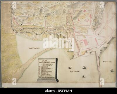 Ein Plan, der nördlich vor der Stadt von Gibraltar. PLAN Der nördlich vor der Stadt von Gibraltar & C. [Gibraltar]: Kapitän Chas. OHara der Coldstream Regmt. Von Fußschutz Delineavit Arzt. 1757, [1757]. Quelle: Karten K. Top. 73.20. C.2.TAB. Sprache: Englisch. Stockfoto