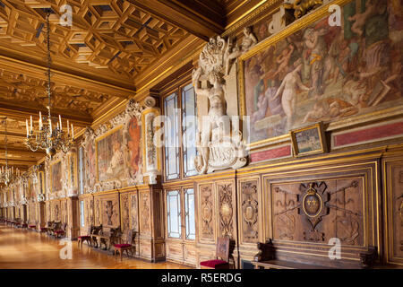 Frankreich, Ile-de-France, Fontainebleau, Chateau de Fontainebleau, Francois I Galerie Stockfoto