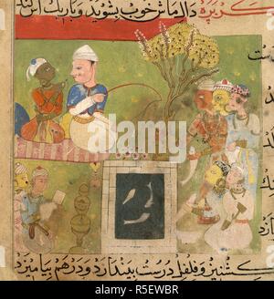 Angeln. Die Ni'matnama - ich Nasir al-Din Schah. Ein Manuskript o. 1495 - 1505. Sultan Ghiyath al-Din fischen gehen. Opak Aquarell. Sultanat Stil. Bild von der Ni getroffen bin atnama - ich Nasir al-Din Schah. Ein Manuskript auf der indischen Kochkunst und die Vorbereitung von Süßigkeiten, Gewürze etc. Ursprünglich veröffentlichte/im Jahre 1495 - 1505. . Quelle: I.O. Islamische 149, f 192 v. Sprache: Persisch. Stockfoto