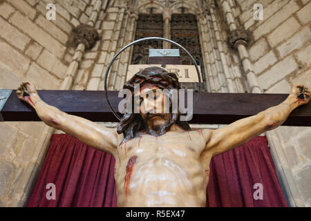 Spanien, Barcelona, Barcelona Kathedrale, der Kreuzgang Jesus Christus am Kreuz Stockfoto