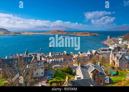 Großbritannien, Schottland, Argyll und Bute, Oban, The Caledonian MacBrayne Fähren, die Insel Kerrera und Mull über Stockfoto