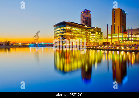 Großbritannien, England, Greater Manchester, Salford, Salford Quays, North Bay, MediaCityUK Gehäuse BBC. Stockfoto