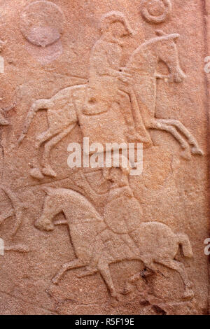 Kampf Szene, Piktischen Stein, Aberlemno, Angus, Schottland, Großbritannien Stockfoto