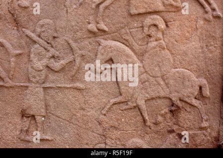 Kampf Szene, Piktischen Stein, Aberlemno, Angus, Schottland, Großbritannien Stockfoto