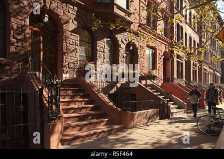 Brownstone Gebäude in Harlem, Manhattan, New York City, USA Stockfoto