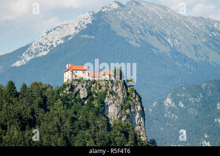 Schloss über den See Bled Slowenien Stockfoto