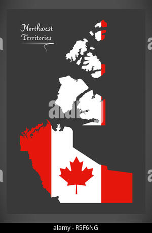 Nordwest-Territorien Kanada Karte mit Abbildung der kanadischen Nationalflagge Stockfoto