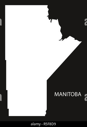 Manitoba Kanada Karte schwarze invertierten Silhouette Abbildung Form Stockfoto