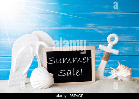 Sunny Card mit Text Summer Sale Stockfoto