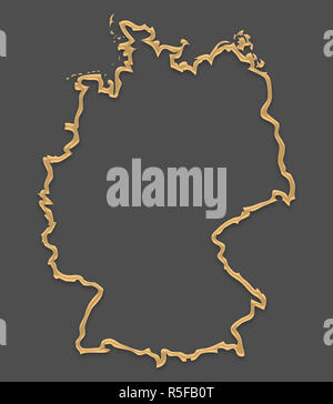 Deutschland Karte in Bilderrahmen Aussehen mit goldenen braunen Umriss Stockfoto