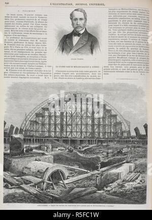 Angleterre. - Aspekt des travaux de construction de la Grande du Midland-Railway, à Londres." Der Bau von St. Pancras Bahnhof der Midland Railway, London. Es wurde 1868 eröffnet. . L'Illustration: Journal universel. Paris: J.J. Dubochet, 1843-1944. (1868). Quelle: LOU. F63, Bd. 1, Seite 140. Stockfoto