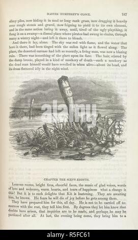 Der Tod von Quilp. Master Humphrey's Uhr ... Mit Illustrationen von. London: Chapman & Hall, 1840 41. Ein deady Körper in einem Sumpf. Illustration für die Geschichte "Der alte Neugier Shop". Quelle: 838. Ich 17, 187. Sprache: Englisch. Autor: Dickens, Charles. Cattermole. Browne. Stockfoto