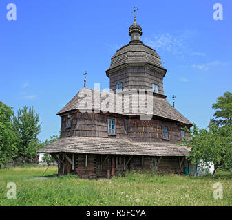 Hölzerne Dreifaltigkeitskirche (1760er-Jahren), Drabovtsy, Cherkasy Oblast, Ukraine Stockfoto