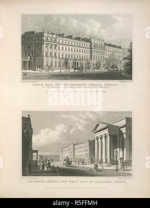 Belgrave Square und Kapelle. Metropolitan Verbesserungen; oder, London in der ninet. London: Jones & Co., etc., 1828. North East Side von Belgrave Square, Pimlico. Belgrave Chapel und West Side von Belgrave Square. Bild von Metropolitan Verbesserungen übernommen; oder, London im neunzehnten Jahrhundert: In einer Reihe von Stichen aus original Zeichnungen angezeigt, durch Herrn Thos. H. Hirte: Mit historischen, topographischen und kritische Illustrationen von James Banyuls-sur-Mer, etc. Ursprünglich veröffentlicht in London produziert: Jones & Co., etc., 1828. . Quelle: 563. C.7. Sprache: Englisch. Stockfoto