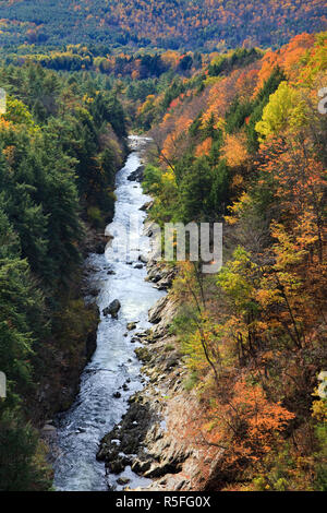 USA, Neuengland, Vermont, Woodstock, Quechee State Park, Falllaub und Quechee Gorge Stockfoto