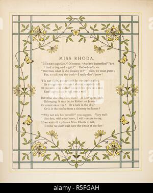 Miss Rhode. Farbe Abbildung und Text von 'zu Hause'. Zu Hause. Marcus & Gemeinde Co London, 1881. Bild von zu Hause genommen von J G Sowerby und Thos. Kran. Quelle: 12805.k.41, Seite 54. Sprache: Englisch. Autor: Sowerby, John G. Stockfoto