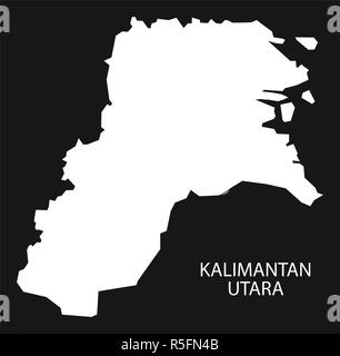 Kalimantan Utara Indonesien Karte schwarze invertierten Silhouette Abbildung Form Stockfoto