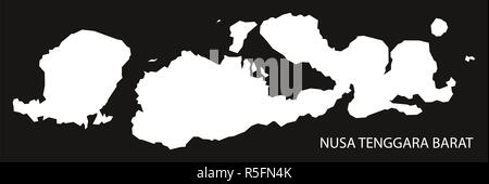 Nusa Tenggara Barat Indonesien Karte schwarze invertierten Silhouette Abbildung Form Stockfoto