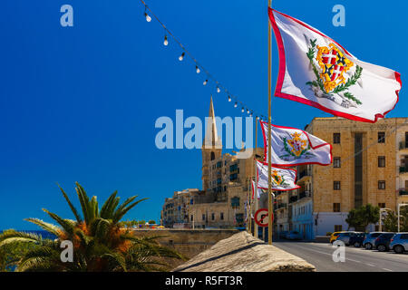 Dekorierte Straße in alte Stadt von Valletta, Malta Stockfoto