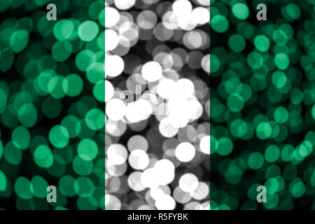 Nigeria abstrakt blurry bokeh Flagge. Weihnachten, Neujahr und Nationalen Tag Konzept Flag. Stockfoto