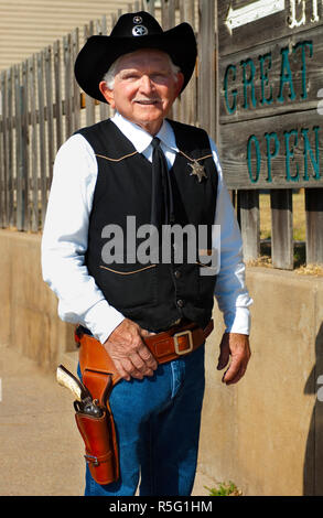 USA, Kansas, Dodge City, Boot Hill Museum, Schauspieler, Stellvertretender Marshall Stockfoto