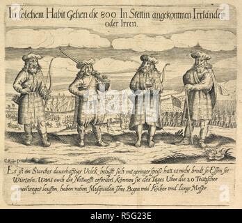 Vier irischen Söldner in Stettin während des Dreißigjährigen Krieges. Ein Buch der Deutschen Holzschnitte. 17. Jahrhundert. Quelle: 1750 b 29, 104. Stockfoto