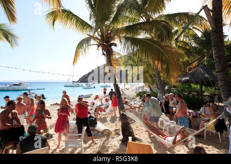 Karibik, British Virgin Islands, Jost Van Dyke, White Bay, feuchten Dollar Bar Stockfoto