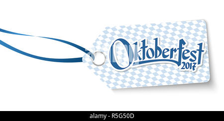 Hangtag mit Text Willkommen zum Oktoberfest 2017 Stockfoto
