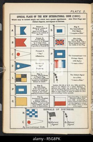 Spezielle Fahnen der neuen internationalen Code (1901). Signalisierung. Wie die Verwendung der neuen Internationalen Code der Signale lernen, als an der B.O.T. Untersuchungen erforderlich. ... Zweite Ausgabe. Glasgow: James Brown & Sohn, 1901. Quelle: 08805.e.27 Platte 3. Stockfoto