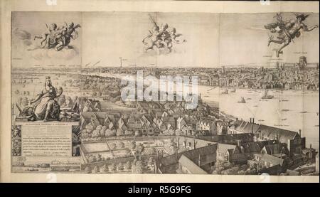 Panoramablick auf die Themse. Dieser Abschnitt deckt den Bereich von Whitehall der St. Paul's Kirche, die sich gegenüber Winchester House. Das Globe Theatre wird angezeigt. . LONDON/Wenzel Hollar delineavit, et fecit Londini et Antwerpiae. Prostant AMSTELODAMI apud Cornelium Danckers in der Via vitulina Sub insigni Gratitudines Ano. 1647. Das Panorama vom Turm von St. Mary Overy in Southwark, und deckt Westminster und Whitehall in London, die von jenseits der Turm. Es war geätzt, während Hollar ein Emigrant in Antwerpen war, auf Kommission von einem Amsterdamer Verleger und haben werden muss Stockfoto