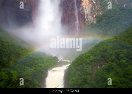 Venezuela, Guayana, Canaima National Park, Blick auf die Angel Falls von Mirador Laime Stockfoto