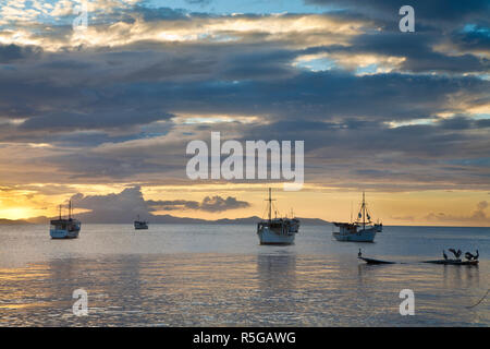 Venezuela, Nueva Esparta, Isla de Margarita - Insel Margarita, Juangriego, Sonnenuntergang über Juangreigo Hafen Stockfoto