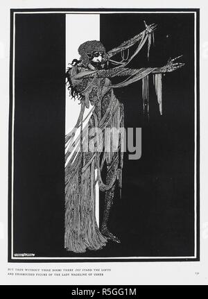 Aber dann ohne diese Türen dort stand das hohe und umgeben Figur der Lady Madeline von Usher. Aus der Geschichte der Fall des Hauses Usher. Tales of Mystery und Fantasie... Illustriert von Harry Clarke. G.G.Harrap & Co.: London, 1919. Quelle: 12703. Ich. 43, gegenüber 70. Sprache: Englisch. Stockfoto